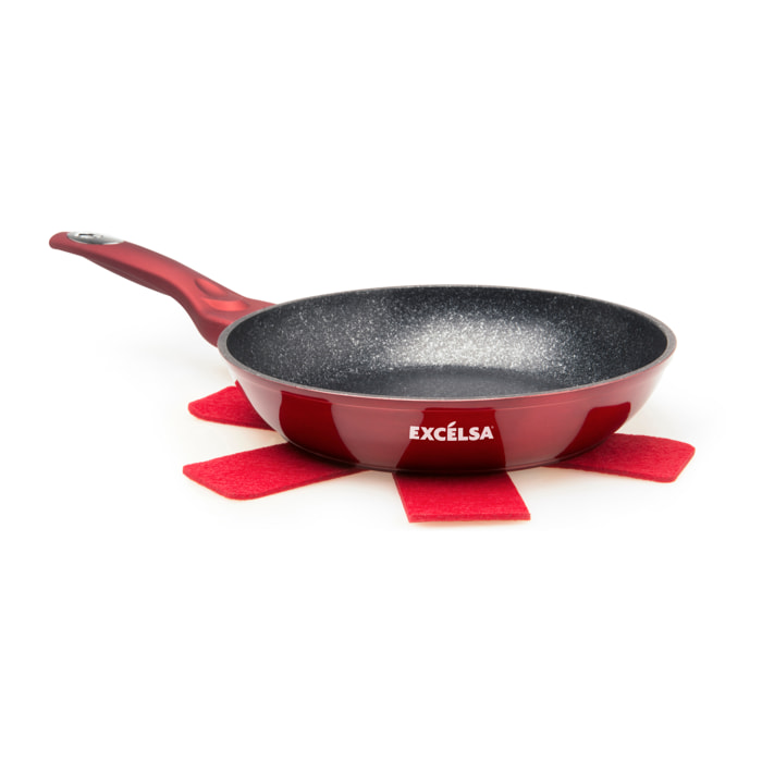 Poêle Excelsa Phoenix, aluminium antiadhésif, 24 cm, rouge