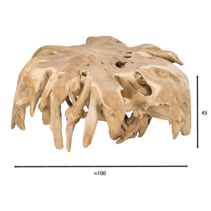 TABLE BASSE EN  RACINE DE TECK  MASSIF Ø100 CM HT 45CM KALIMAN