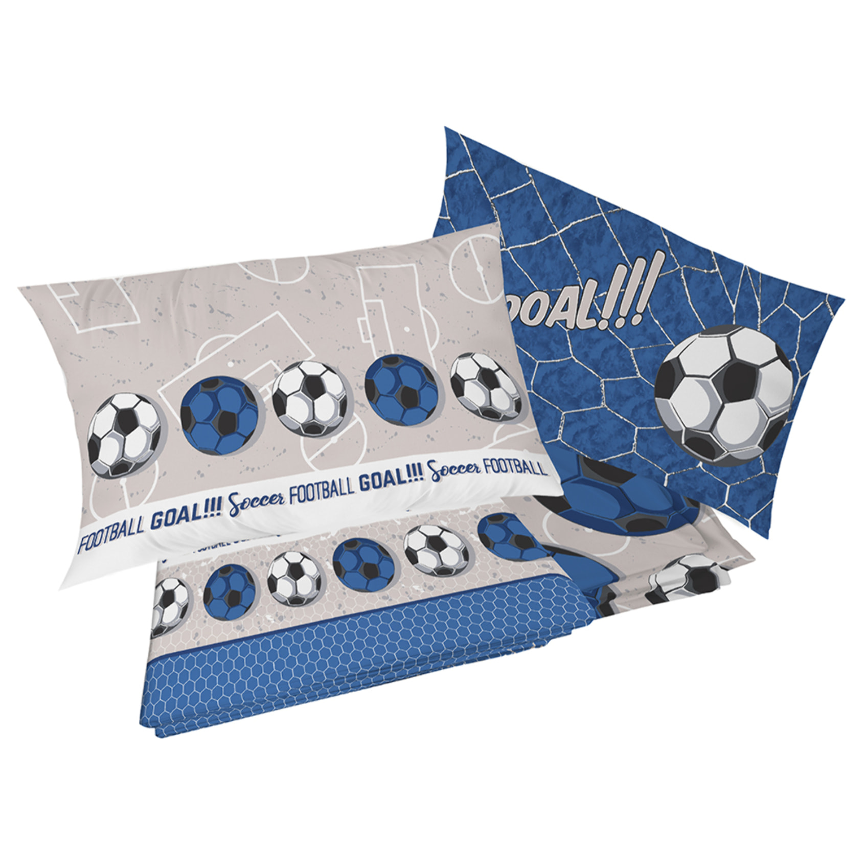 Completo letto calcio blu 100% cotone