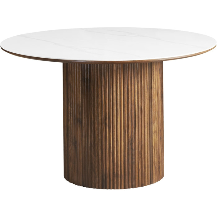 Table à manger ronde en céramique bicolore 6 places - MIRA