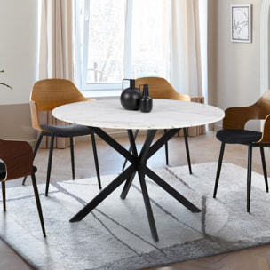 Table à manger ronde Soline Ø110cm effet marbre