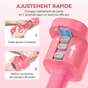 Haltères réglables total 5 Kg max. - haltères évolutives design rose