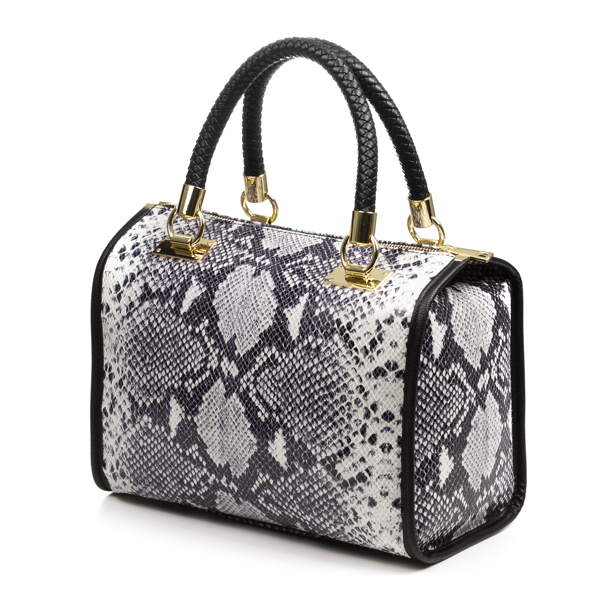 FIRENZE ARTEGIANI Catena Borsa Tote da Donna. Vera Pelle Scamosciata Pitone Made in Italy 31x16x26 Cm. Grigio