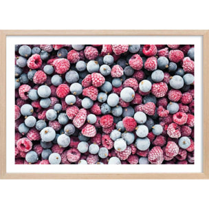 Affiche cuisine coktail de fruits rouges givrés Affiche + cadre en bois - Chêne