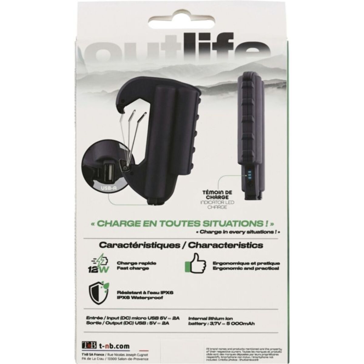 Batterie externe TNB 5000 mAh noir