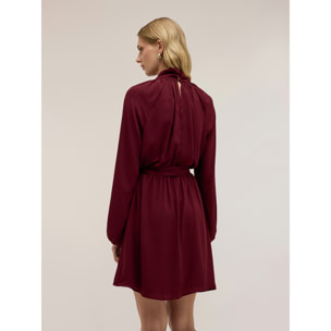 Motivi - Vestito flare drappeggiato in raso - Bordeaux