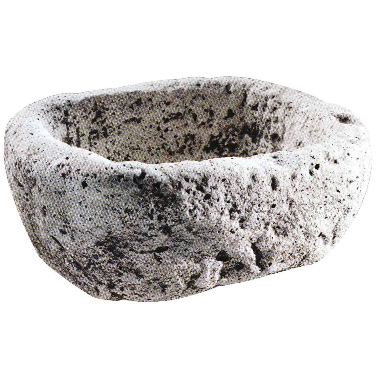 Fioriera in pietra antica rifinita a mano. Vaso da giardino per piante e fiori in pietra naturale ed ecologica. 58x36x19H cm