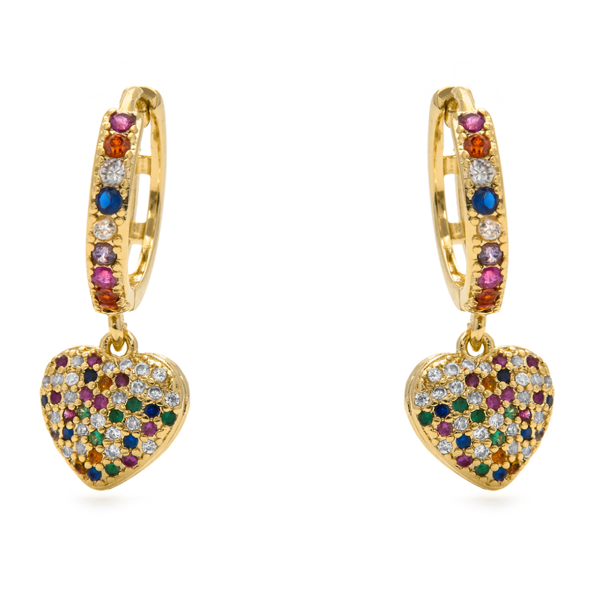 Pendientes de Circonita Multicolor acabados en oro amarillo de 18k