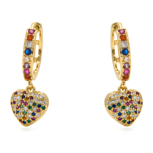 Pendientes de Circonita Multicolor acabados en oro amarillo de 18k