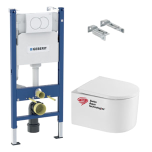 Pack WC Bâti-support Duofix + WC sans bride SAT Delano + Abattant softclose + Plaque Blanche
