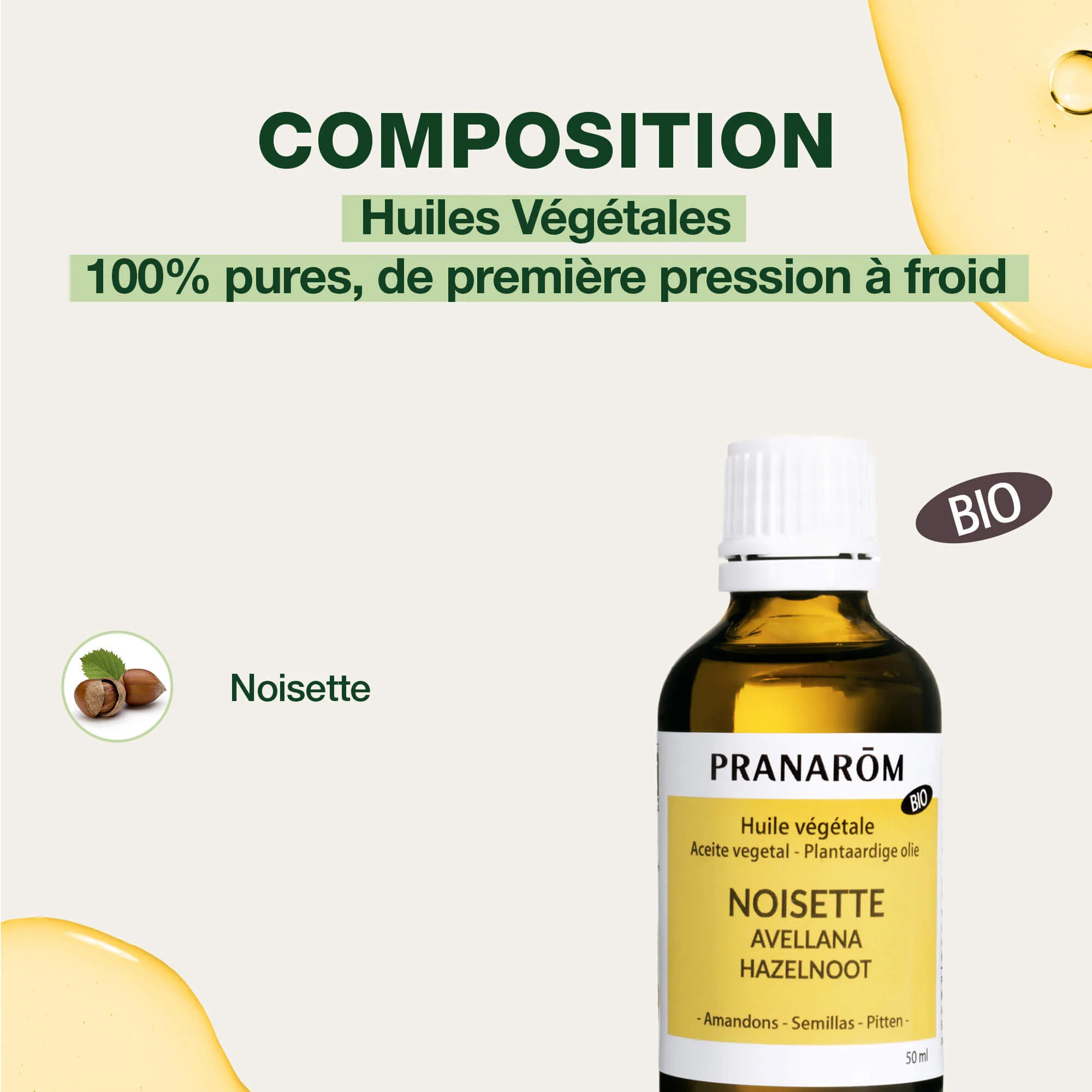 Pranarom - Huile Végétale de Noisette - Bio - 50 ml