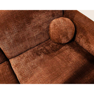 Louise - Canapé d'angle droit 4 places en velours texturé - Terracotta