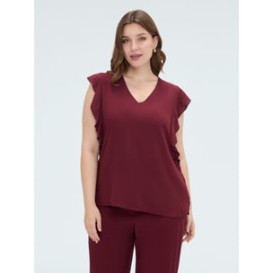 Fiorella Rubino - Top in mussola con volant sulle spalle - Bordeaux