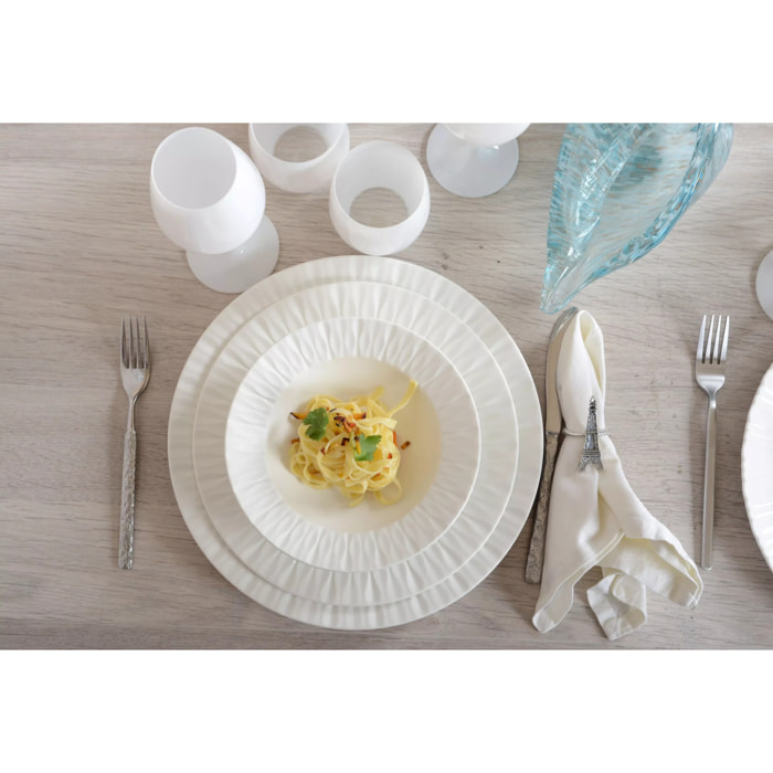 Lot de 6 ASSIETTE CREUSE BLANCHE LILIA 20.3X20.3X4.3CM