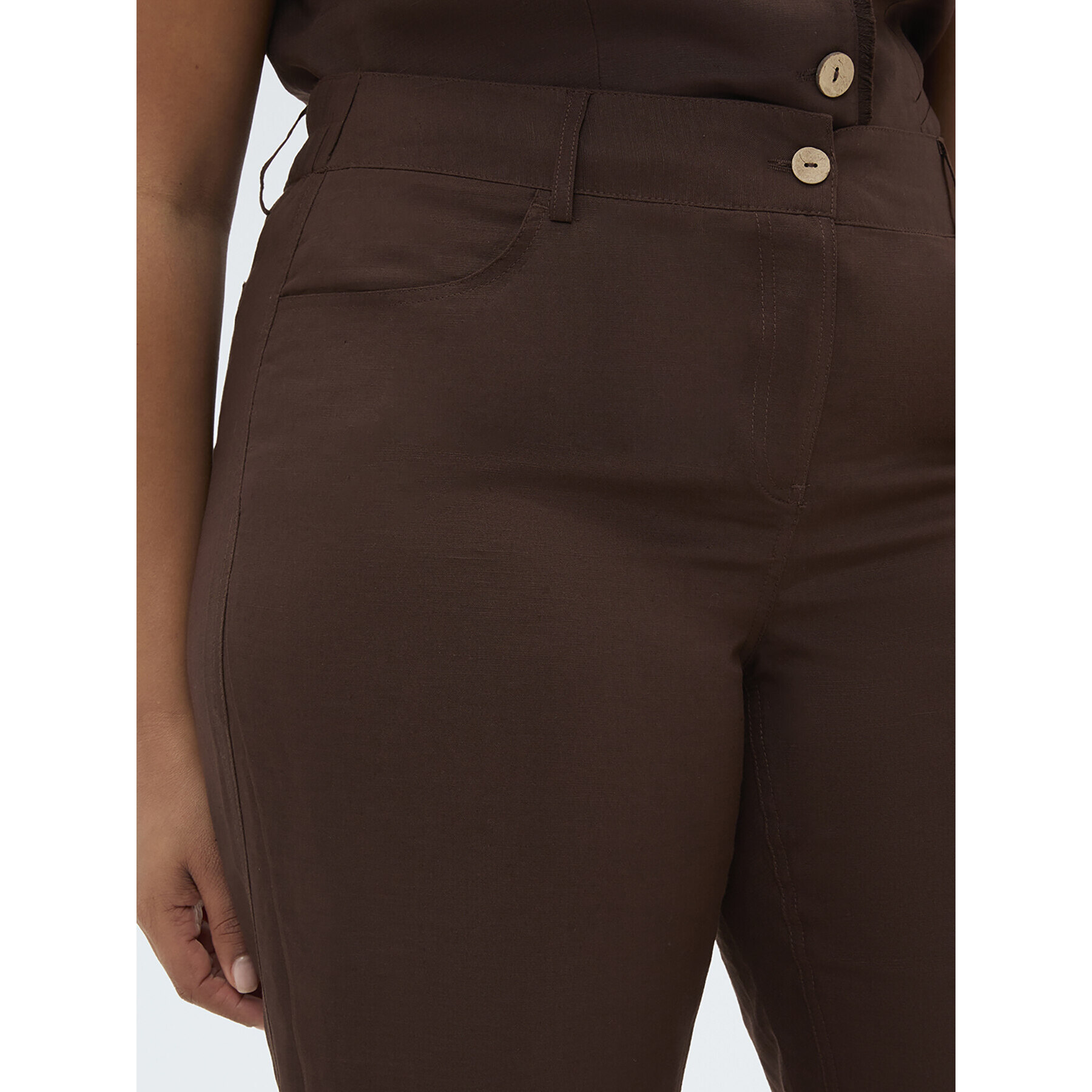 Fiorella Rubino - Pantaloni in misto lino e viscosa - Marrone