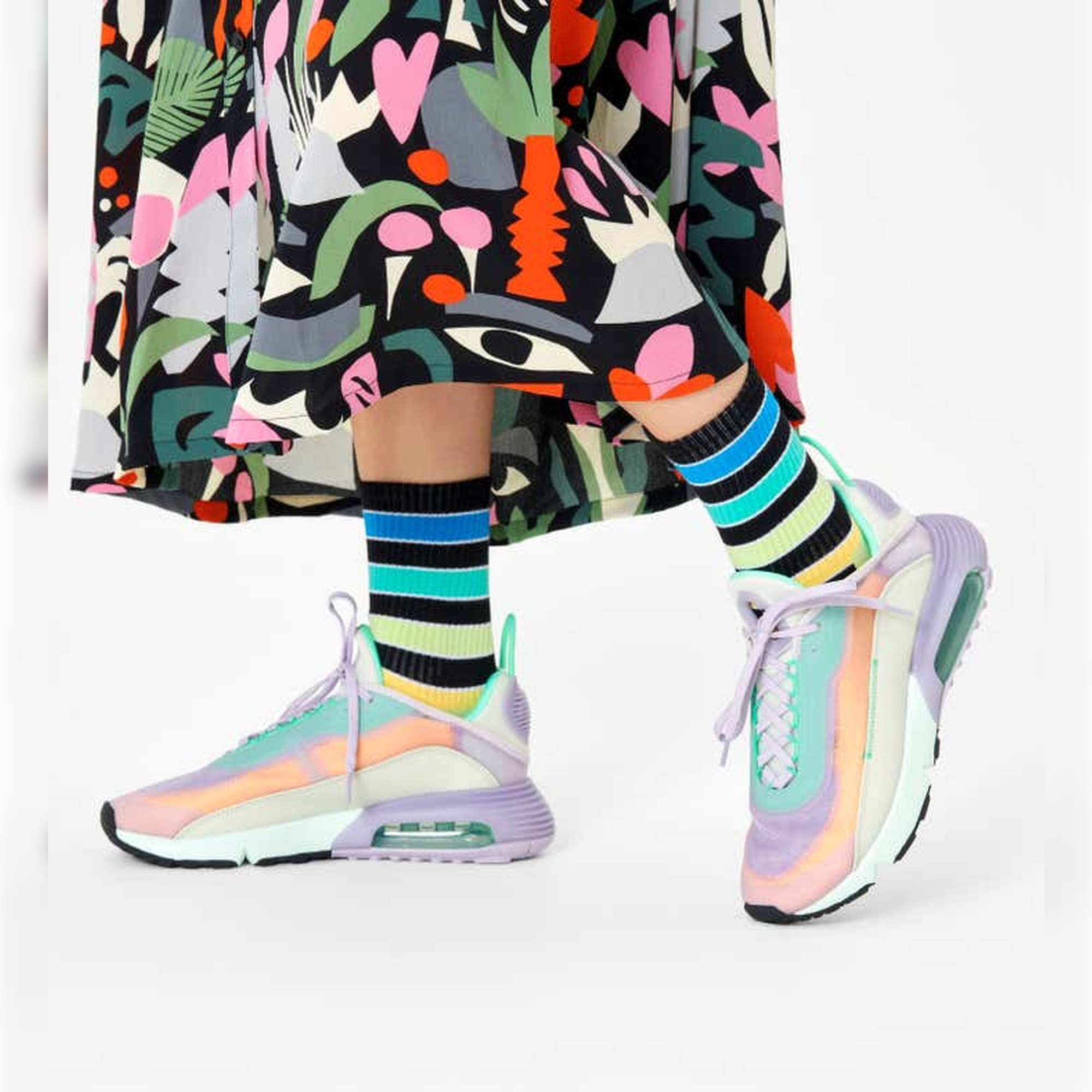 Calcetines multi stripe 3/4 crew