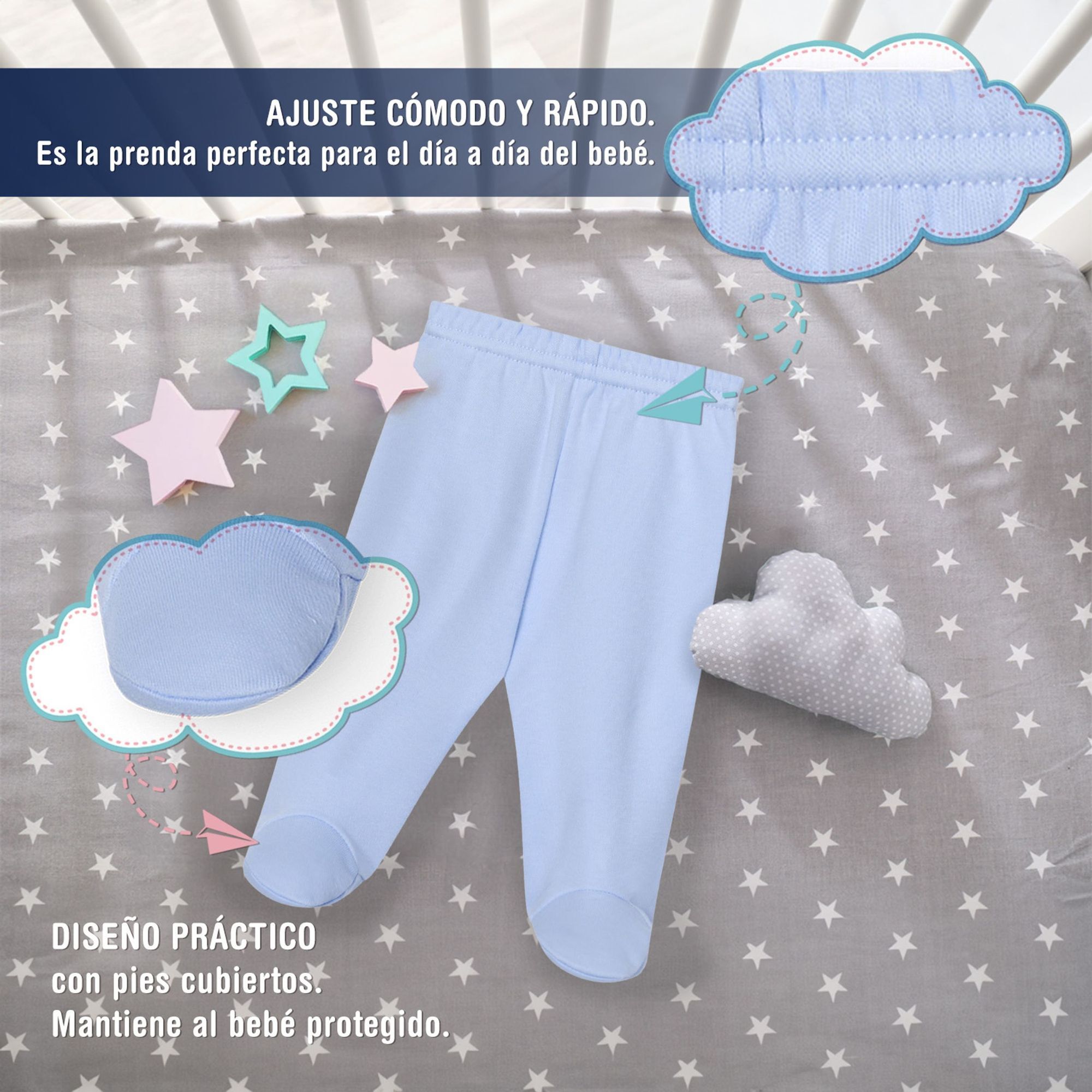 Polaina bebé algodón con pies invierno