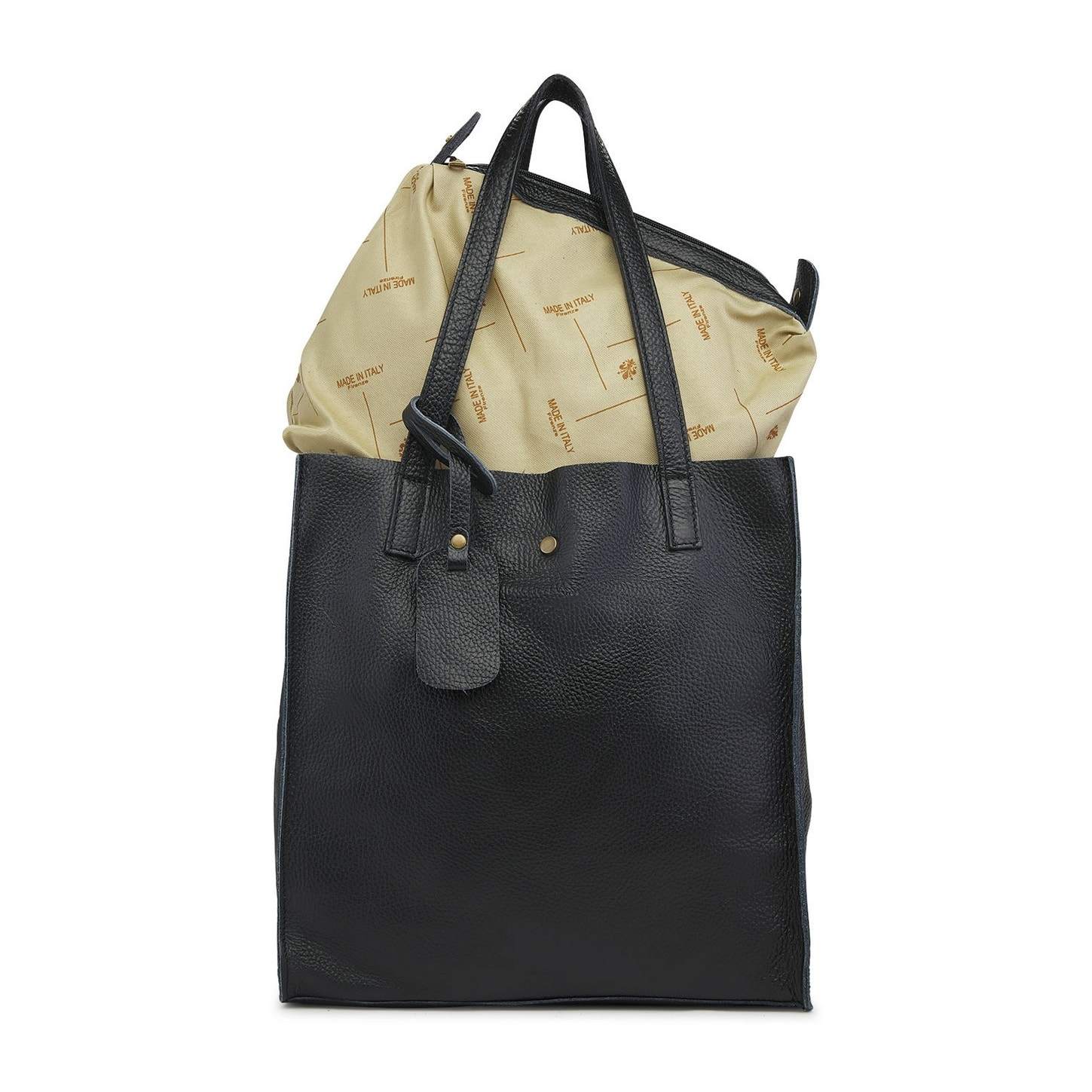 Borse Donna colore Nero-in pelle Made in Italy 33x38x15cm