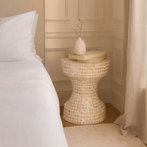 Table d'appoint en coquille de capiz rose ELORA