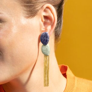 Pendientes con Lacado Azul acabado oro 18k