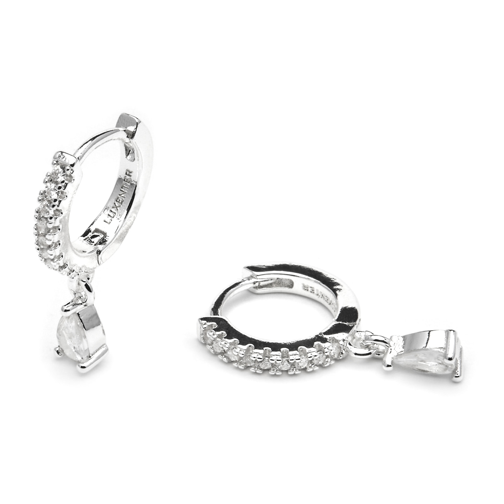 Pendientes acabado plata y Circonita Brillante