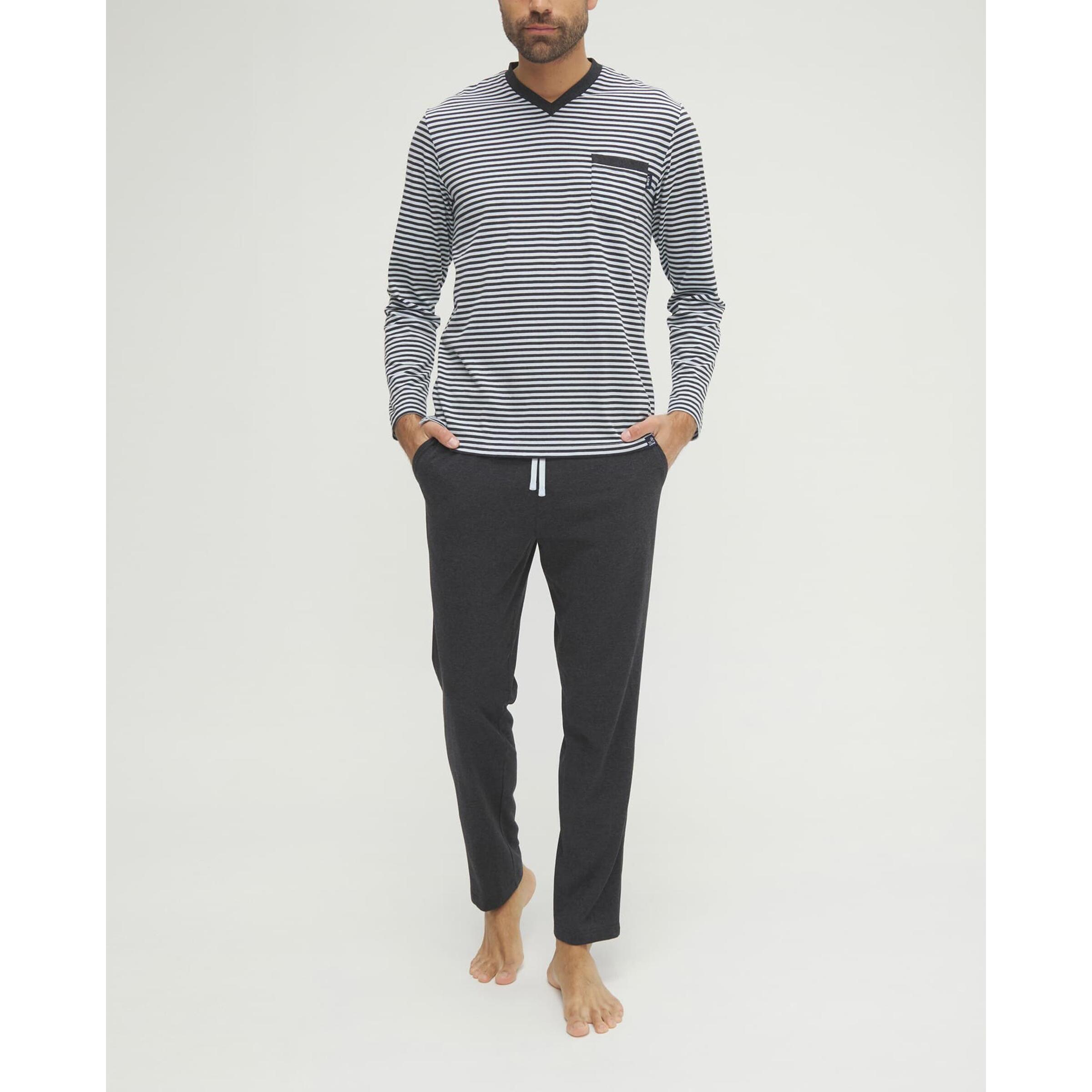 Pijama hombre rayas celeste