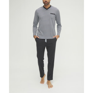 Pijama hombre rayas celeste