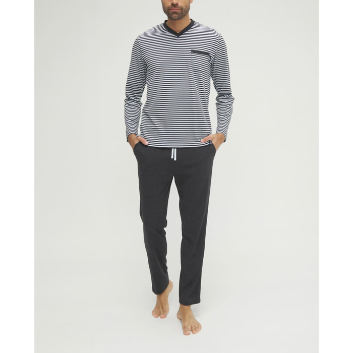 Pijama hombre rayas celeste