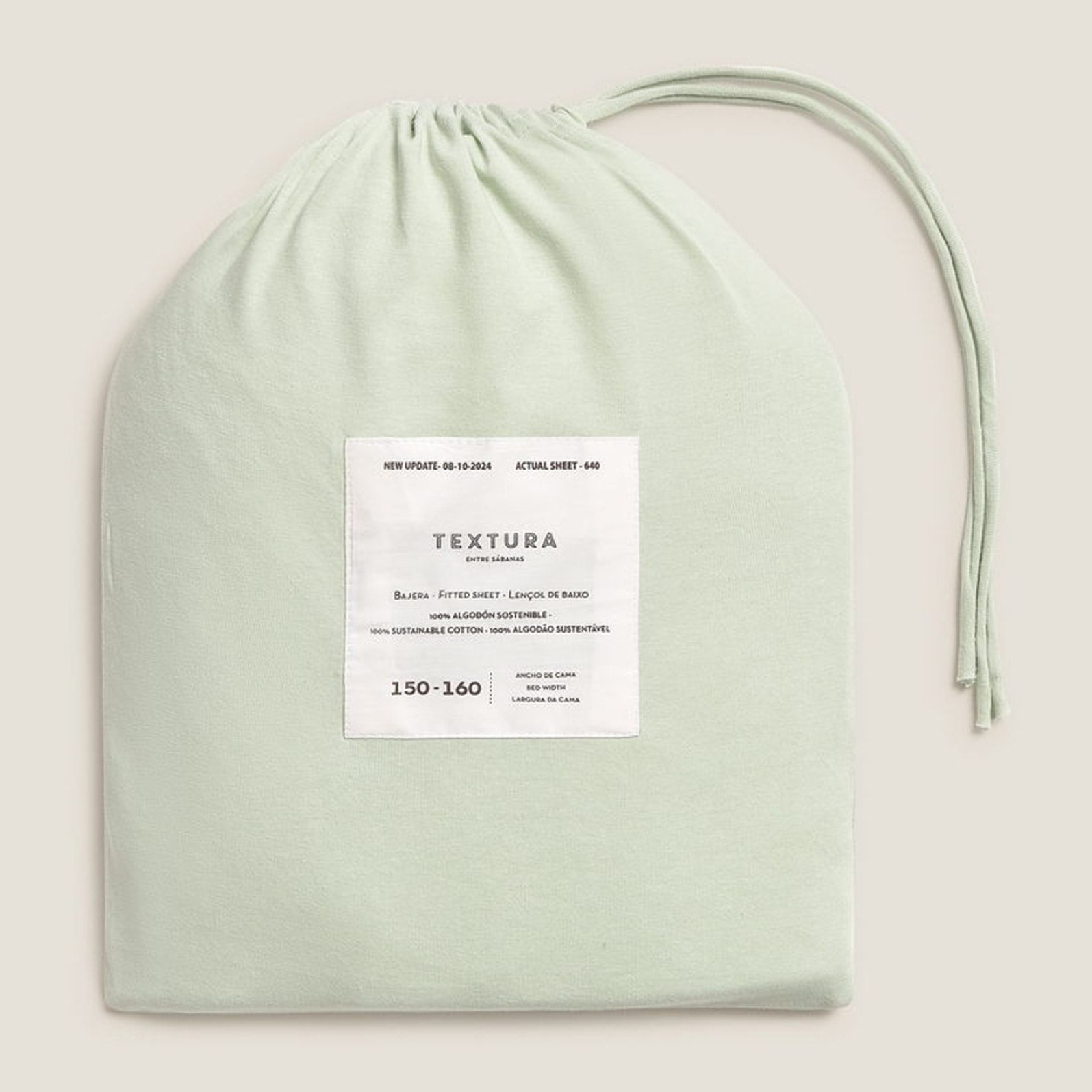 Sábana bajera algodón de punto ajustable Puntib color verde Punto de algodón