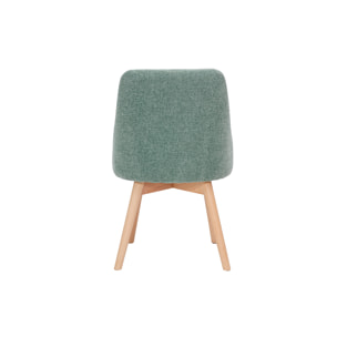 Chaises scandinaves en tissu effet velours texturé vert céladon et bois clair (lot de 2) HIGGINS