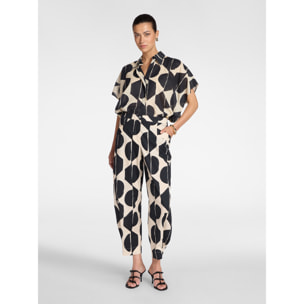 Elena Mirò - Pantalones barrel estampados - Negro