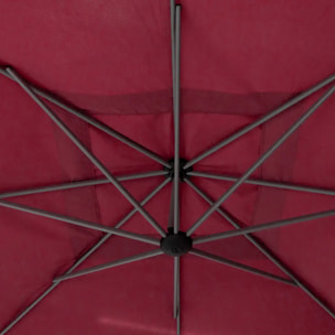 Parasol déporté carré "Manoa" bordeaux D2,5x2,5m en acier