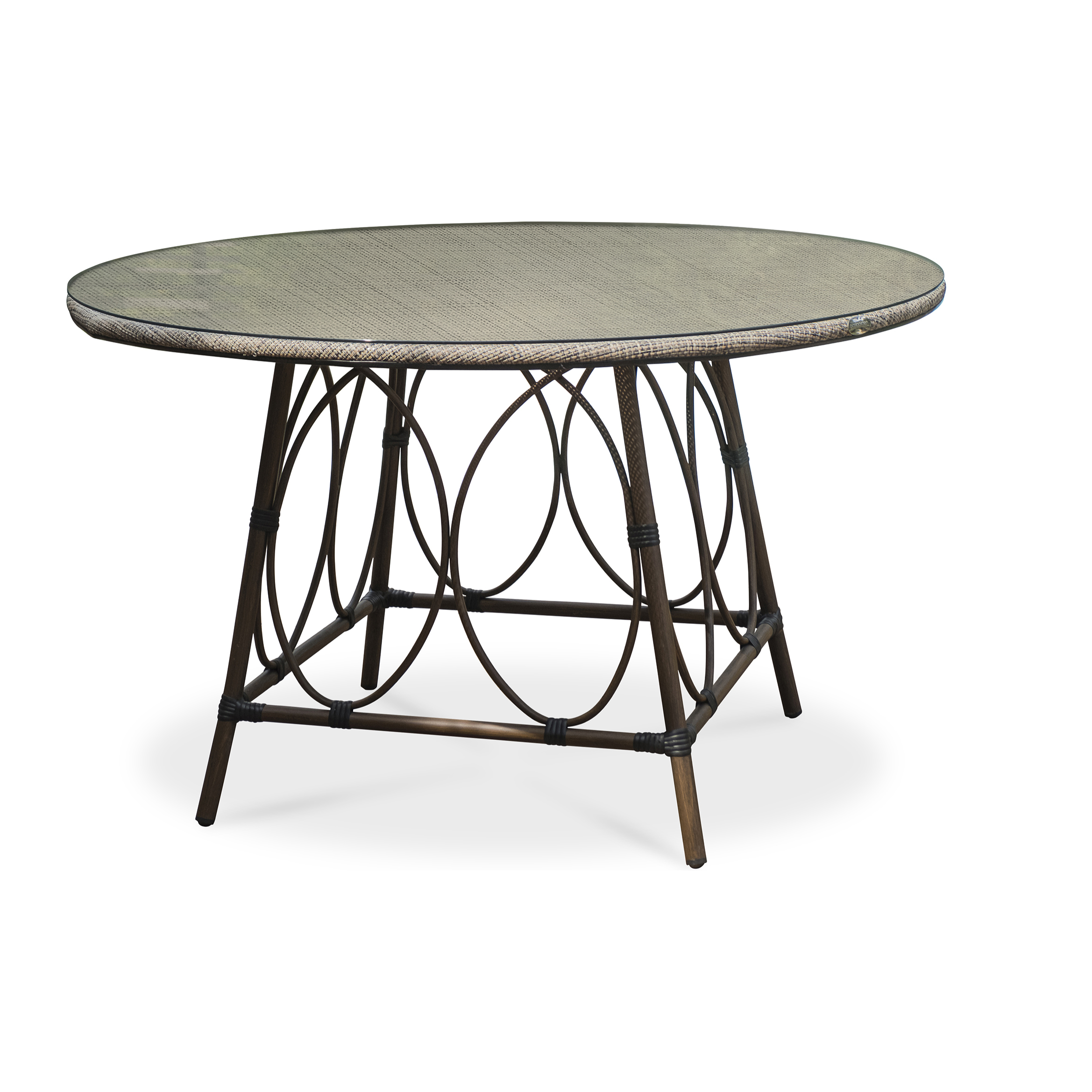 USHUAIA  - Table de jardin ronde en aluminium marron