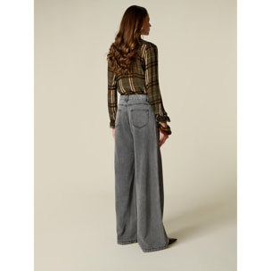 Oltre - Jeans a palazzo con borchiette - Grigio
