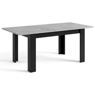 Mesa de comedor extensible en negro mate y gris cemento 140-190x90 cm Sira Negro Mate - Gris Cemento