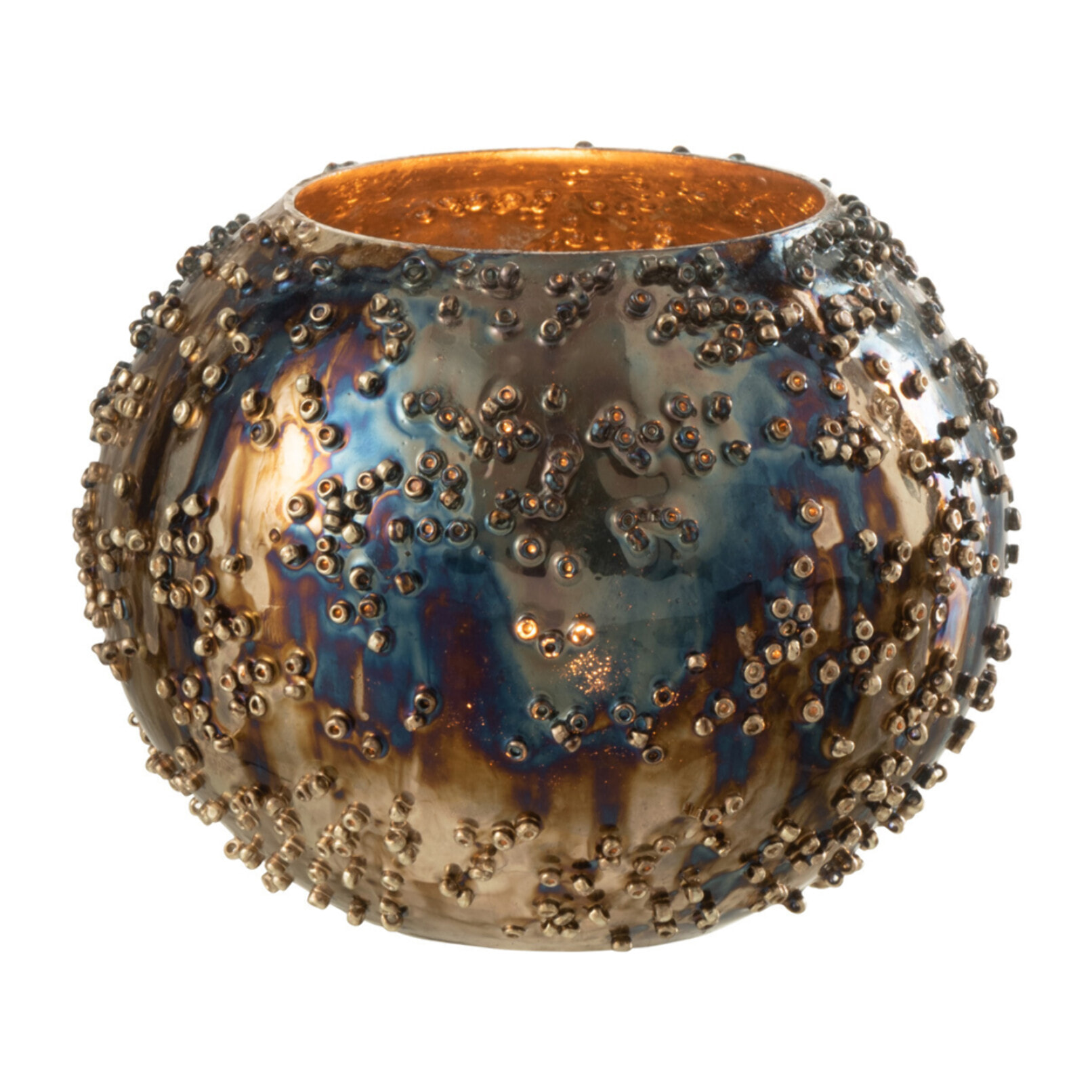 J-Line bougeoir Lise - verre - marron/or - small