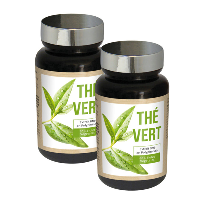 NUTRI EXPERT - Thé Vert - Aide au contrôle du poids - Brûle les graisses - Riche en caféine et antioxydants - Favorise le drainage - 100% extraits d?origine naturelle - Végan - Lot de 2 produits