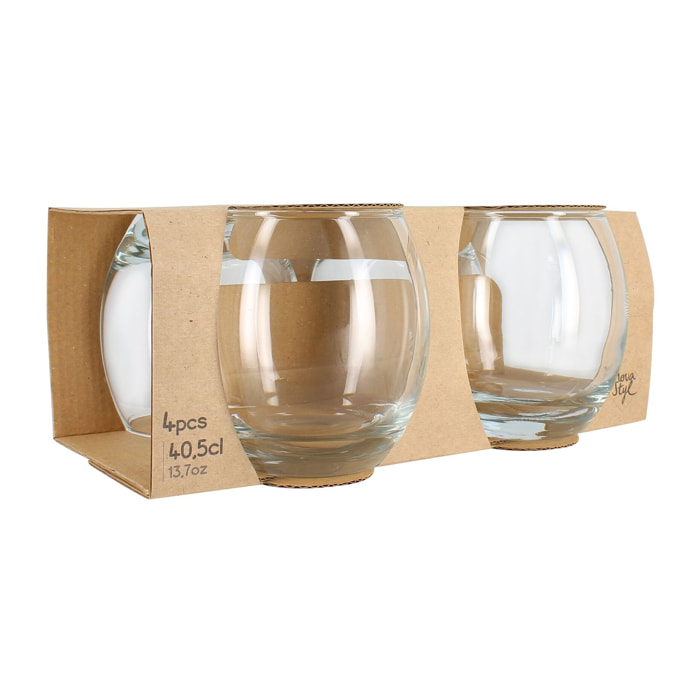 Lot de 4 gobelets sand 40.5cl en verre transparent forme basse