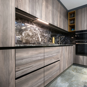 Rouleau revêtement adhésif vinyle au mètre - Sticker lavable Cuisine Meuble Armoire Porte - BOIS GRIS FONCÉ