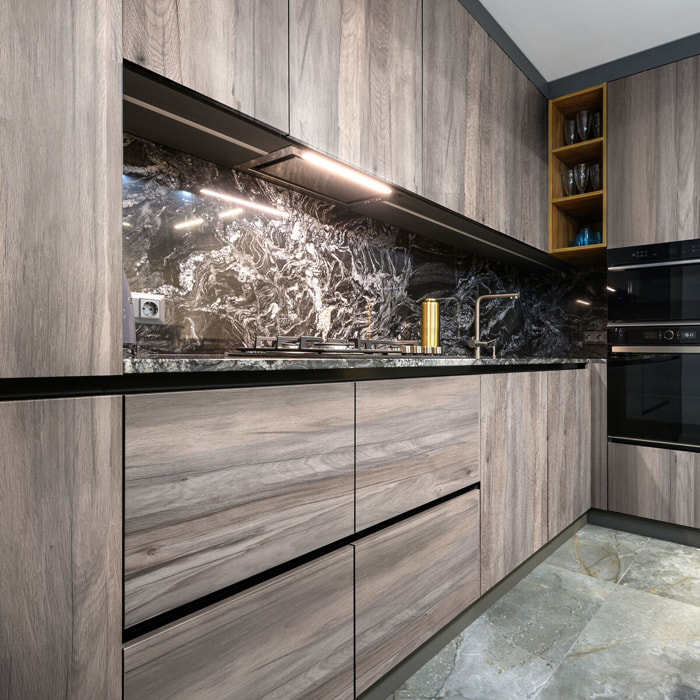 Rouleau revêtement adhésif vinyle au mètre - Sticker lavable Cuisine Meuble Armoire Porte - BOIS GRIS FONCÉ