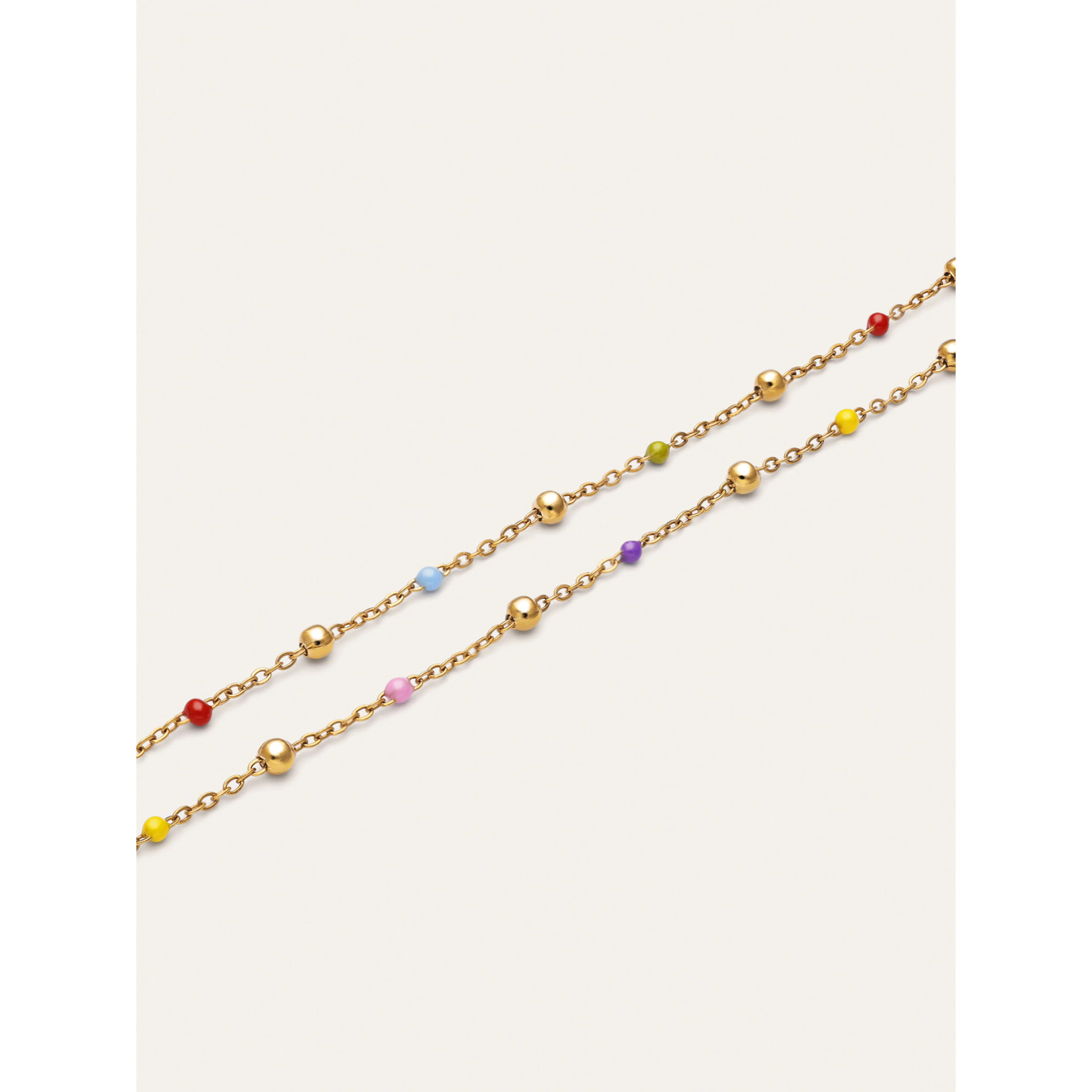 Pack 2 Pulseras Amistad Colores Acero Baño Oro