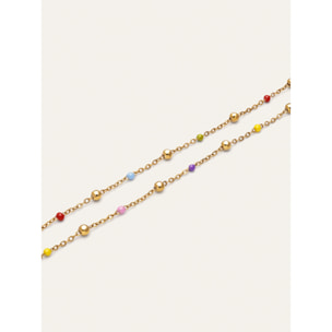 Pack 2 Pulseras Amistad Colores Acero Baño Oro