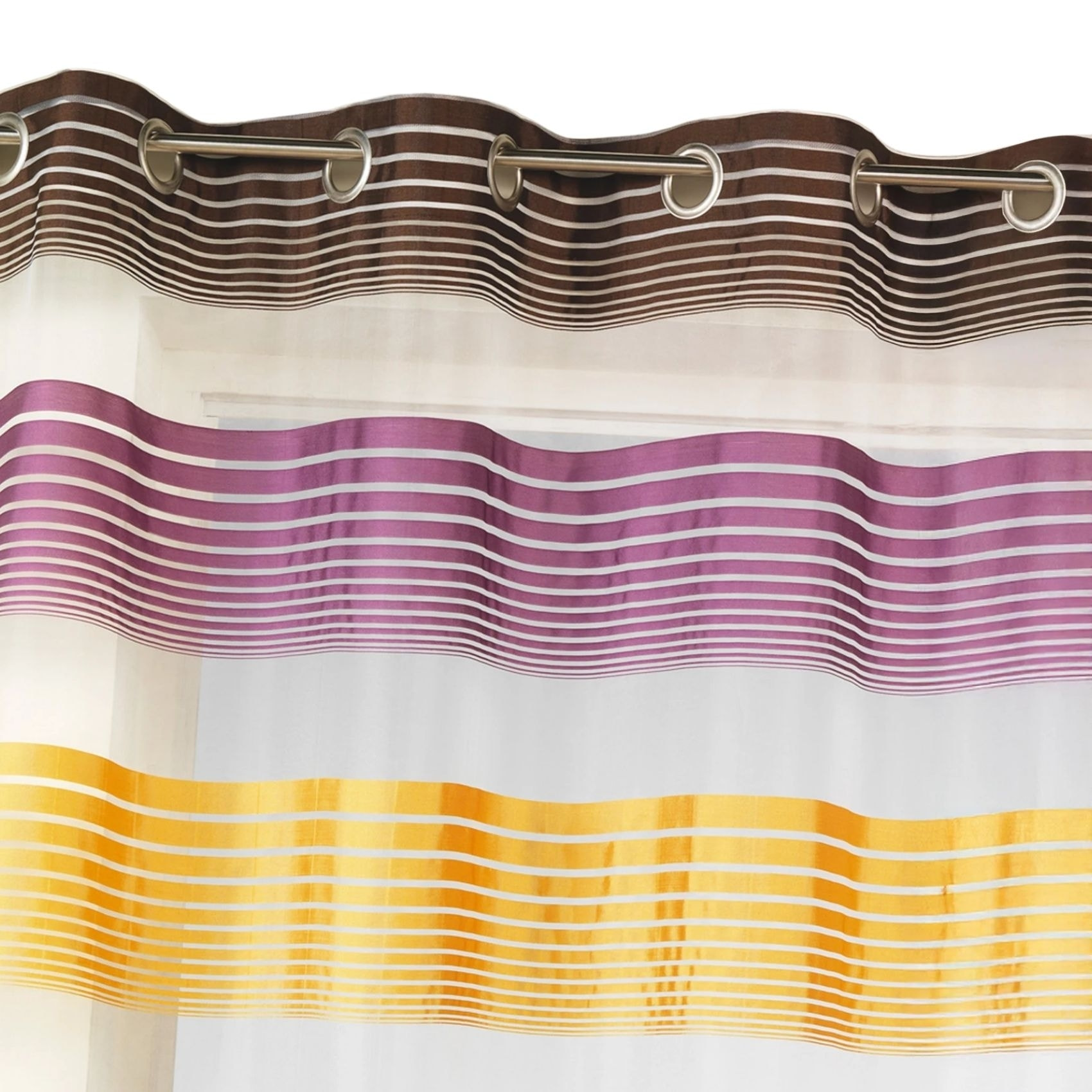Voilage en organza à fines rayures horizontales - Violet parme