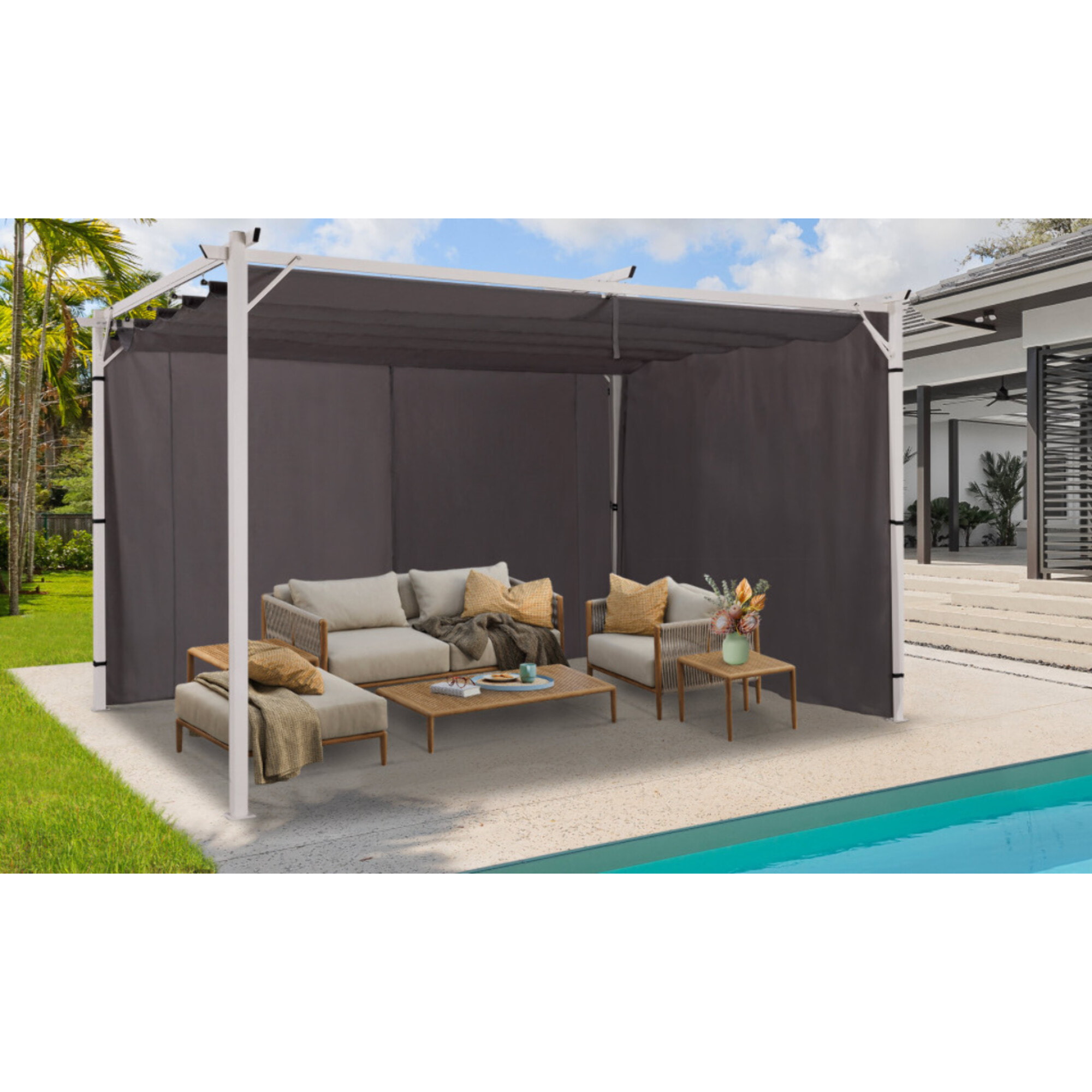 Rideau universel pour pergola - Gris