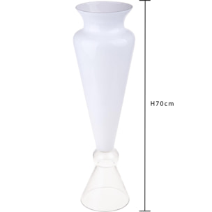 Vaso A Forma Di Anfora Con Piedistallo. Altezza 70 Cm - Pezzi 1 - 18,5X40X18cm - Colore: Bianco - Bianchi Dino - Decori Casa E Complementi