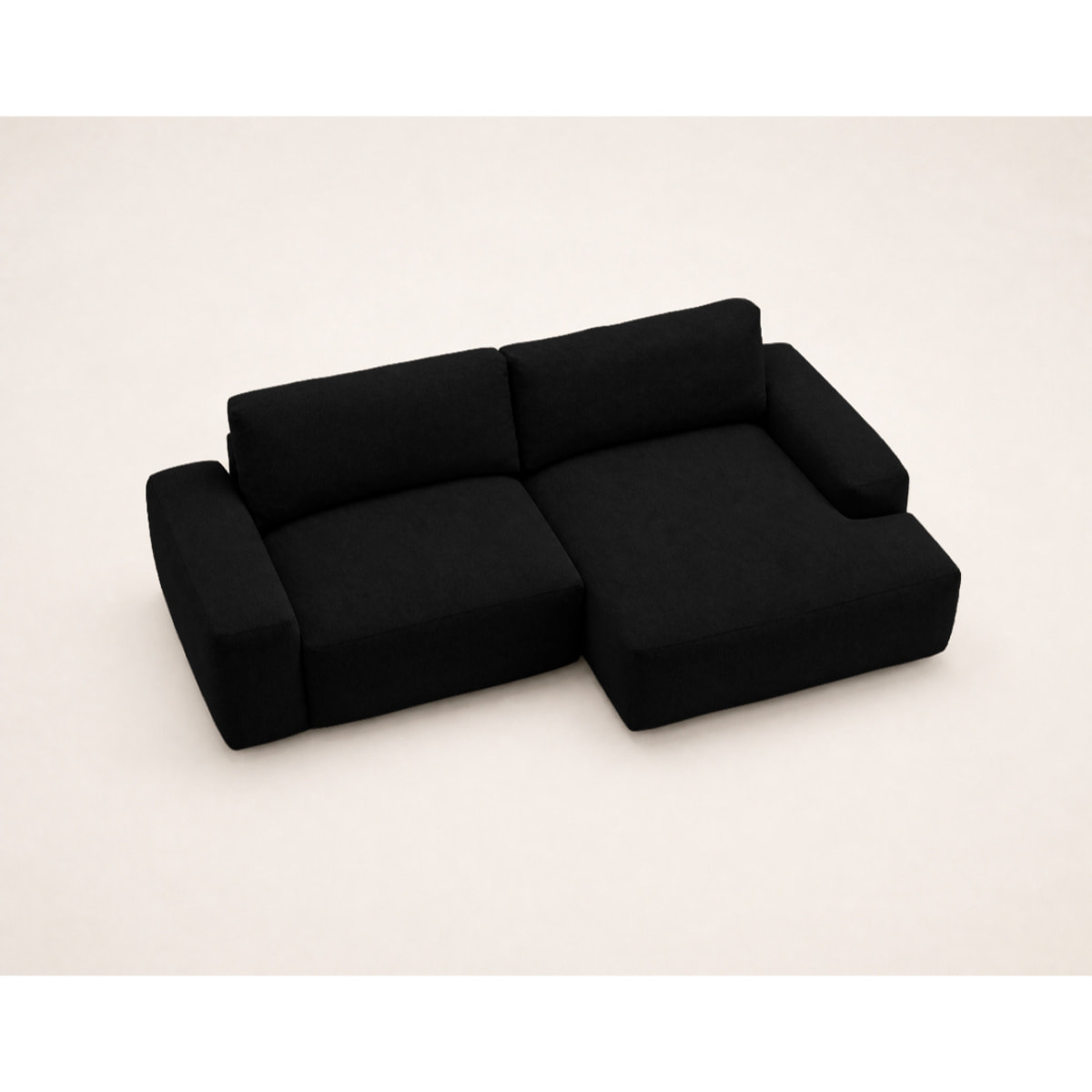Tama - Canapé d'angle droit 4 places convertible avec coffre en tissu - Noir