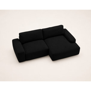 Tama - Canapé d'angle droit 4 places convertible avec coffre en tissu - Noir