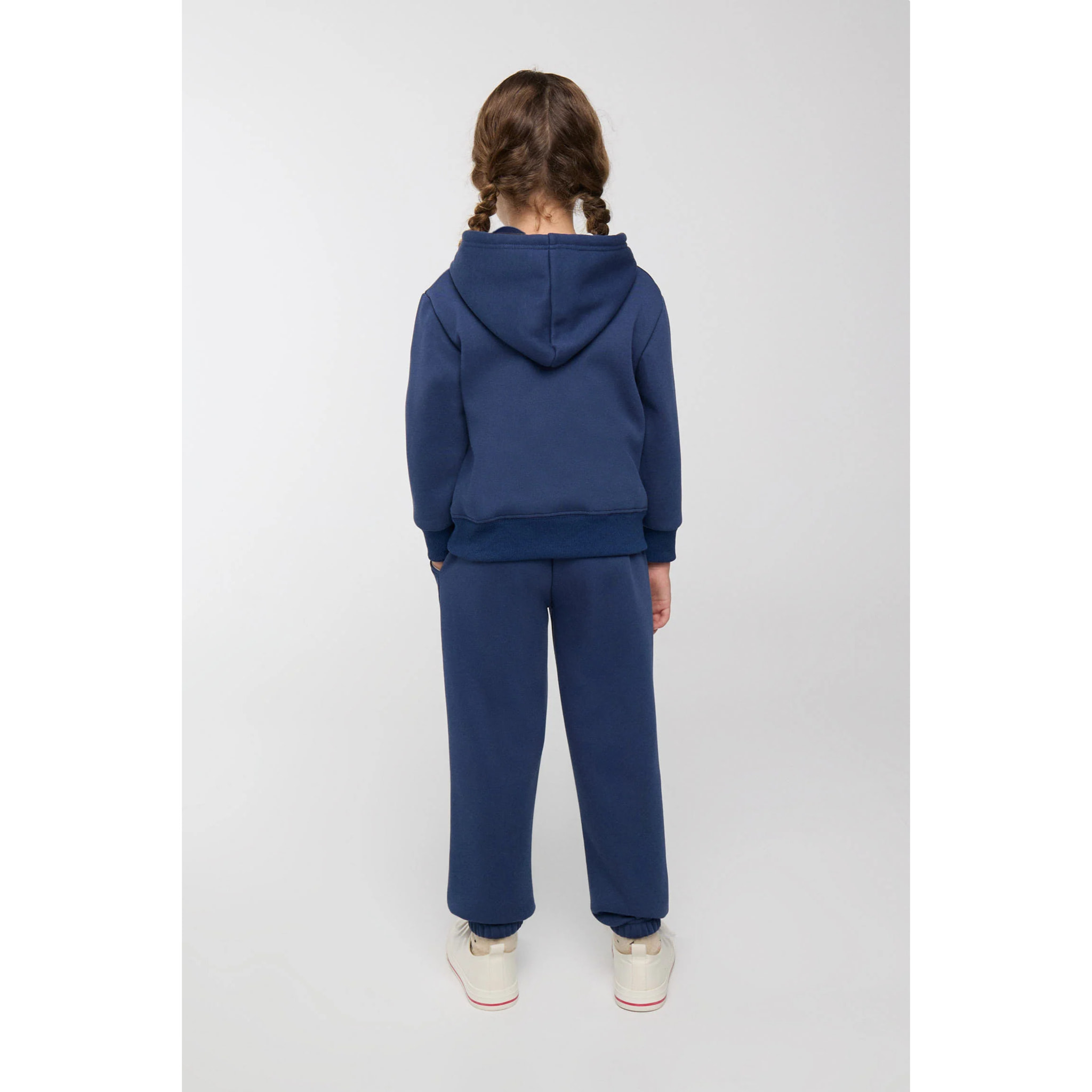 Chándal deportivo de niña afelpado sudadera y jogger marino