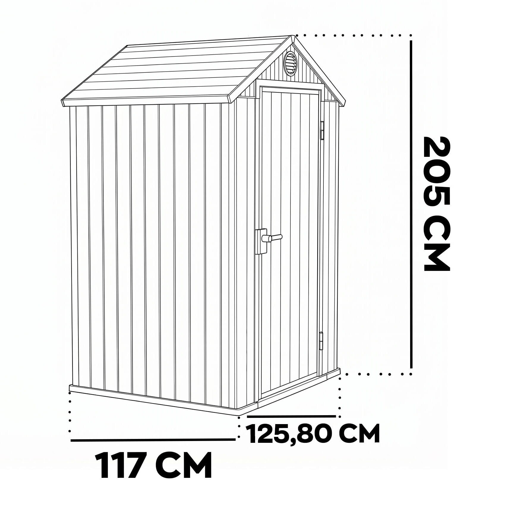 Darwin 4x4 - Casetta da Giardino 125,8x205x117 cm 1 Anta per deposito attrezzi finitura effetto legno Evotech+ in Resina Marrone