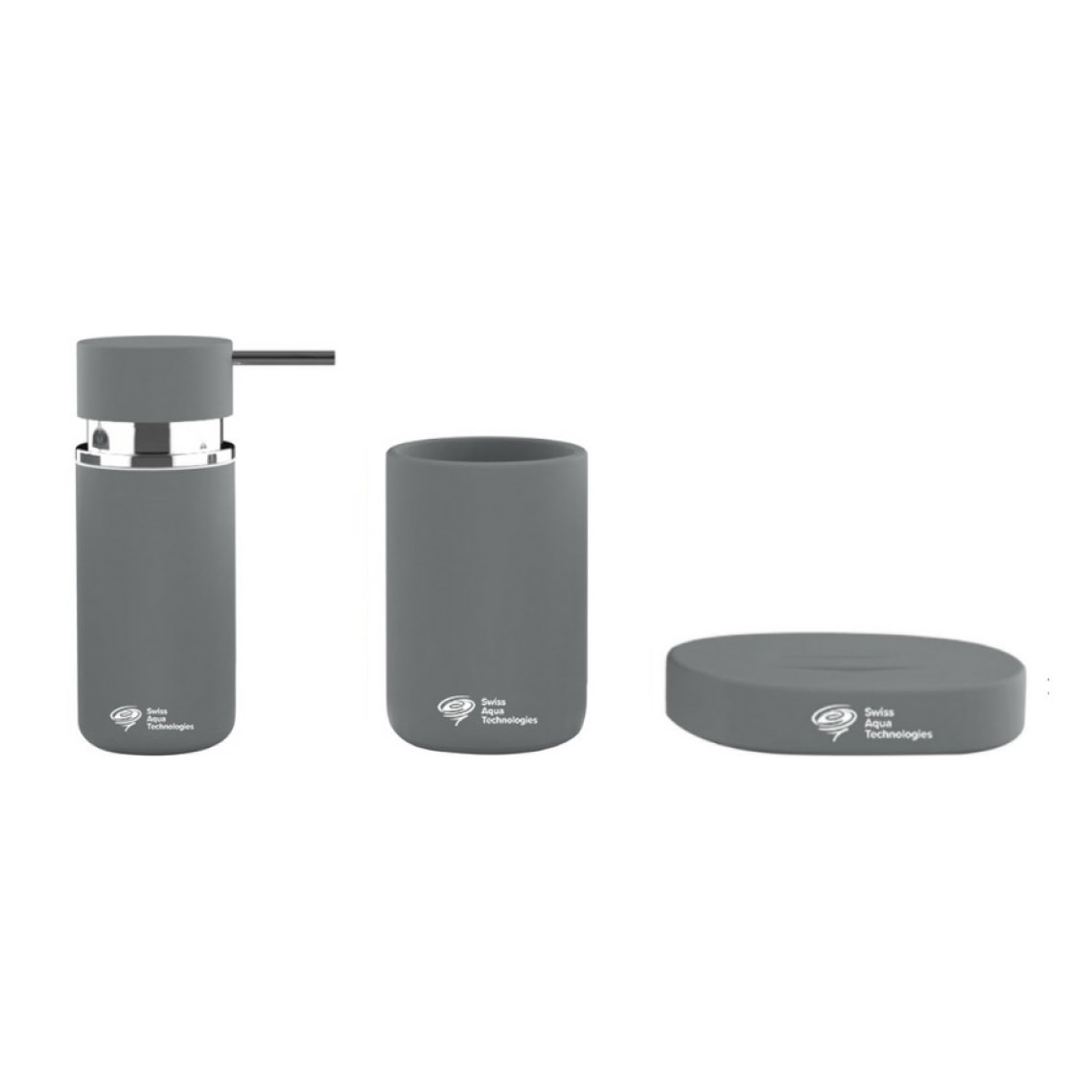 Set d'accessoires Infinitio Distributeur de savon + Porte savon + Gobelet céramique Gris mat PackSAT-GrisMat